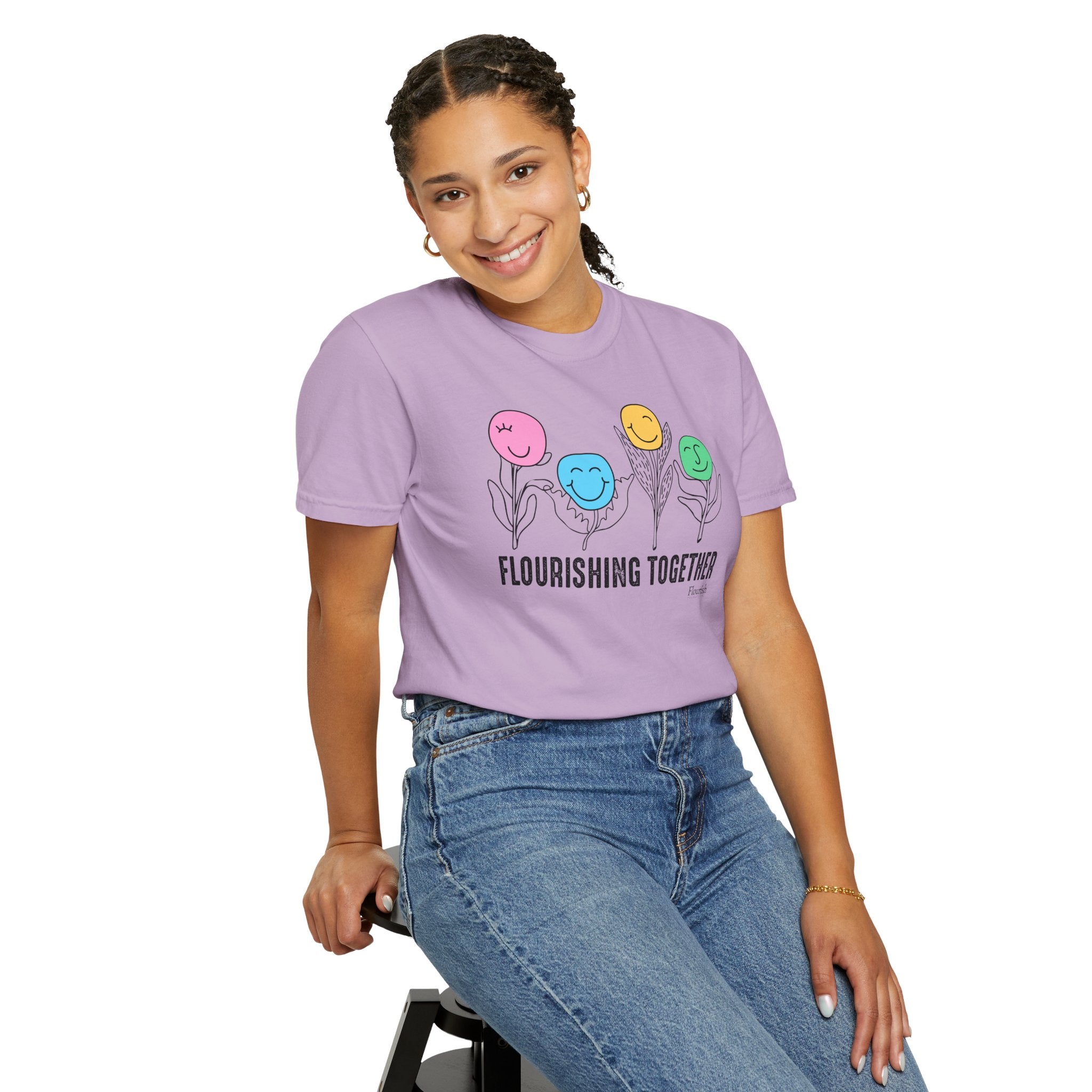 Flower Faces Flourishing Together T-Shirt - Flourish Therapy Collection